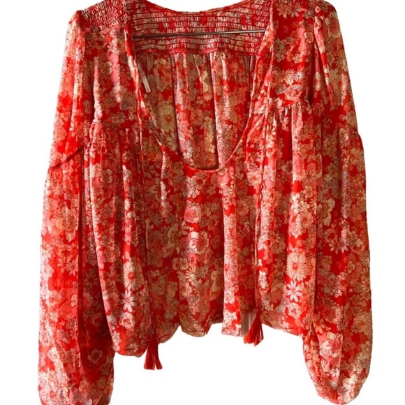 Free People Women's Up For Anything Top In Cherry Combo Size S NWOT - Picture 2 of 4